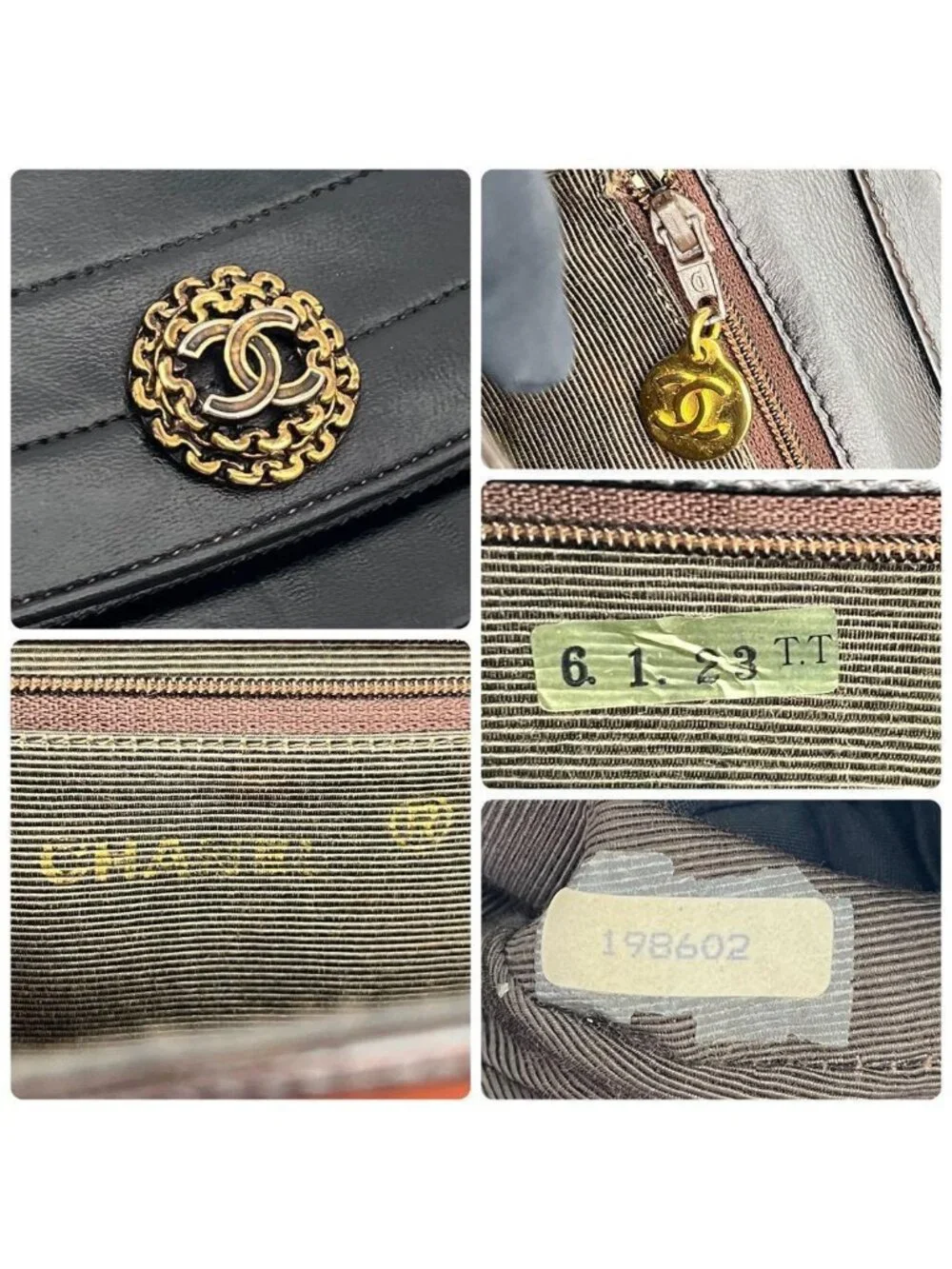 Chanel Chain Shoulder Lambskin Black CC Logo Half Moon